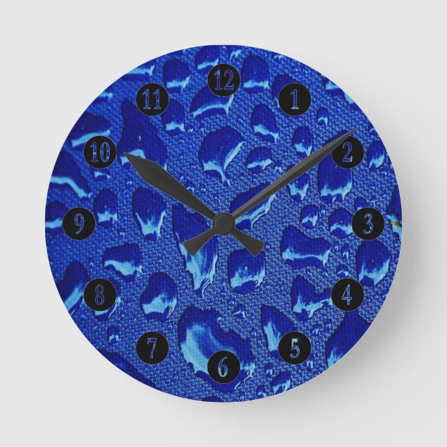 Reloj Redondo Mediano Droplets Deep Blue Water (Anverso)