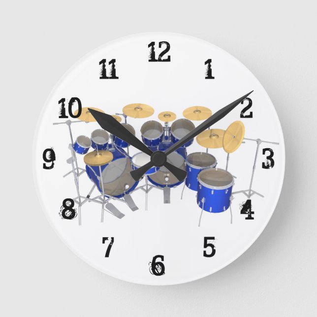 Reloj Redondo Mediano Drum Kit: Wall Clock (Anverso)