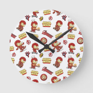 Reloj Redondo Mediano Dulce Patrón Continuo de Iron Man Chibi - Superhér