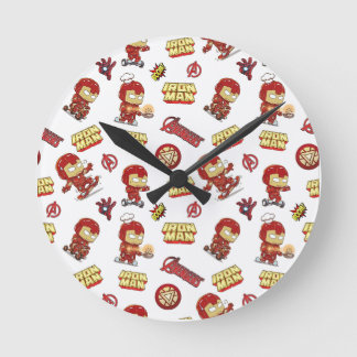 Reloj Redondo Mediano Dulce Patrón Continuo de Iron Man Chibi - Superhér