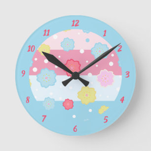 Reloj Redondo Mediano Dulce Patrón de Diseño Pastel Colorido Divertido
