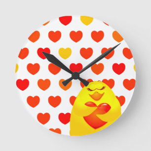 Reloj Redondo Mediano Dulce polluelo enamorado