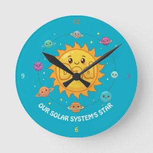Reloj Redondo Mediano Dulce Sistema Solar de Papá Estrella Espacio Dibuj