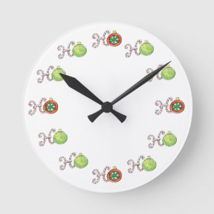 Reloj Redondo Mediano Dulces adornos de Navidad Ho Ho Ho, bastones de ca