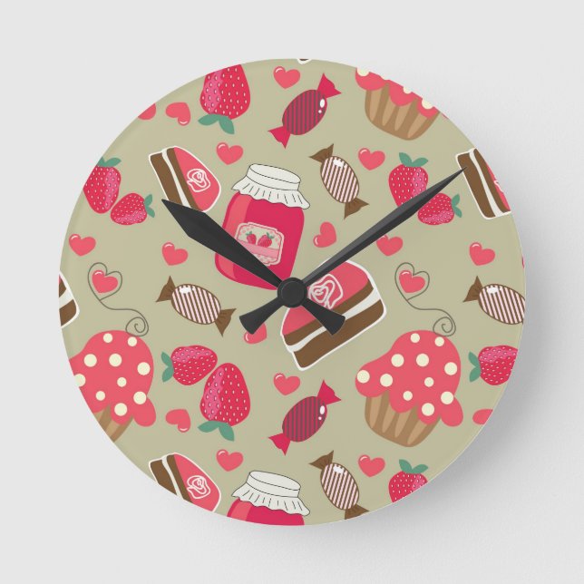 Reloj Redondo Mediano Dulces retro (Anverso)