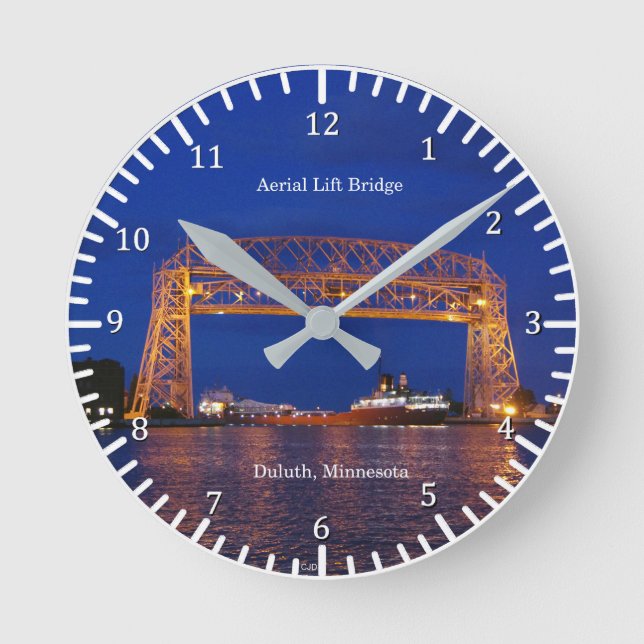 Reloj Redondo Mediano Duluth Aerial Lift Bridge y John G. Munson (Anverso)