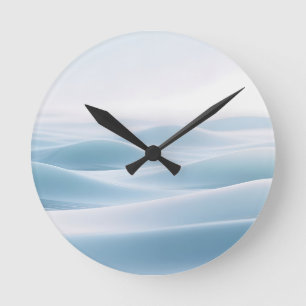 Reloj Redondo Mediano Dunas nevadas suaves azules Serenidad invernal