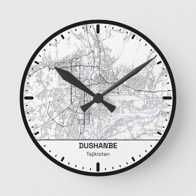 Reloj Redondo Mediano Dushanbe Clock City Line Art (Anverso)