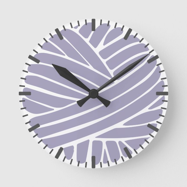 Reloj Redondo Mediano Dusky Purple Minimal Yarn Ball Round Clock (Anverso)