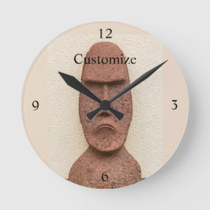 Reloj Redondo Mediano Easter Island Moai Head Thunder_Cove