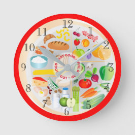 Reloj Redondo Mediano Eat Healthy Colourful Food Groups Kitchen
