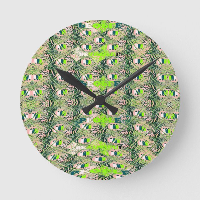 Reloj Redondo Mediano Eco África Motif - Arte africano inspirado en la n (Anverso)