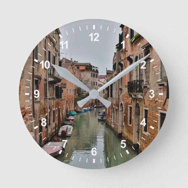 Reloj Redondo Mediano Edificios a lo largo de canales de Venecia (Anverso)