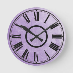 Reloj Redondo Mediano Efecto Aleteado Violet Clock Números romanos