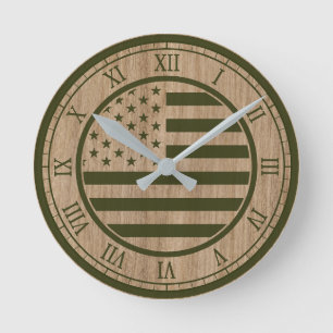 Reloj Redondo Mediano Ejército Verde de Bandera de Estados Unidos