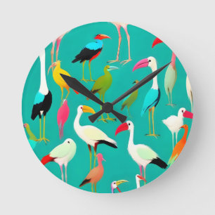 Reloj Redondo Mediano El baile de los colores de las aves