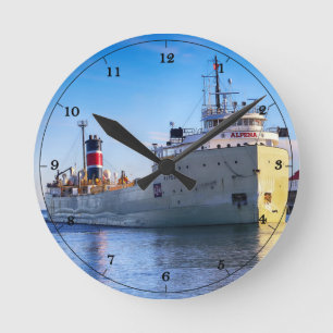 Reloj Redondo Mediano El barco Alpena en el lago Superior