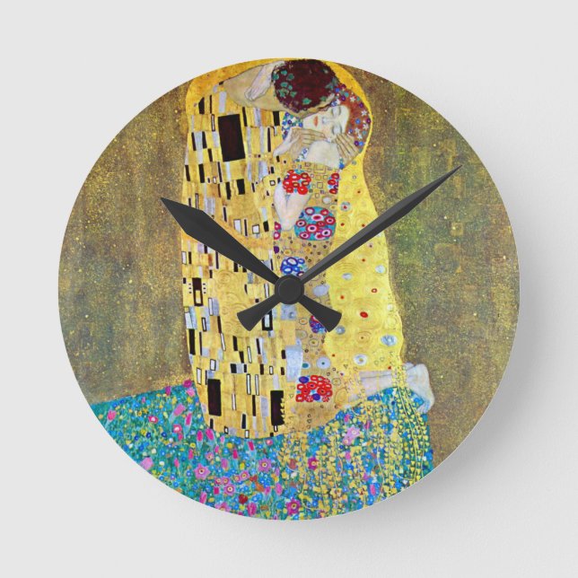 Reloj Redondo Mediano El beso (original Der Kuss) de Gustav Klimt (Anverso)