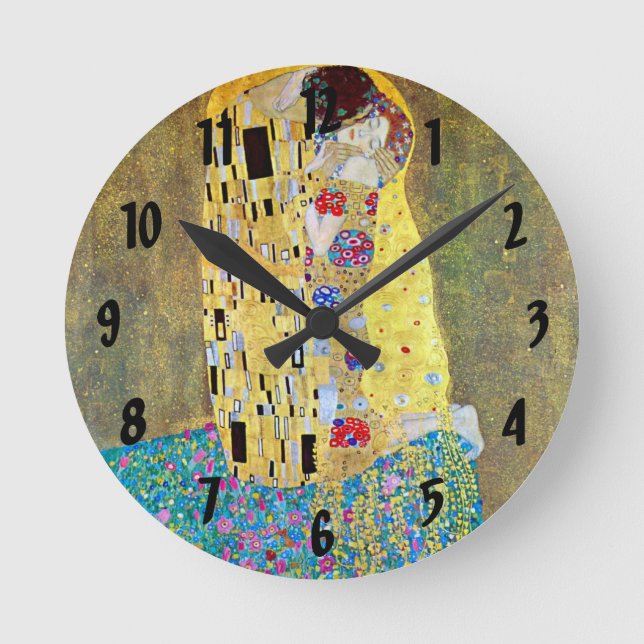 Reloj Redondo Mediano El beso (original Der Kuss) de Gustav Klimt (Anverso)
