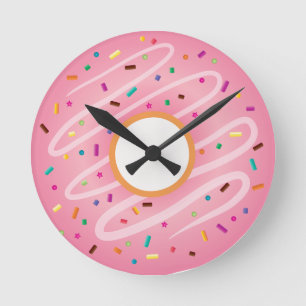 Reloj Redondo Mediano El buñuelo rosado con el arco iris asperja