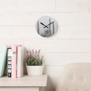 Reloj Redondo Mediano El cactus caribeño crece el encanto del arte