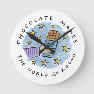Reloj Redondo Mediano El chocolate hace que el mundo gire