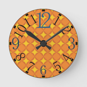 Reloj Redondo Mediano El círculo de estilo de los años 70 de naranja