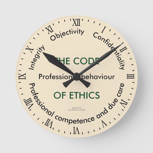 Reloj Redondo Mediano "El código ético - 5 principios fundamentales " (Anverso)