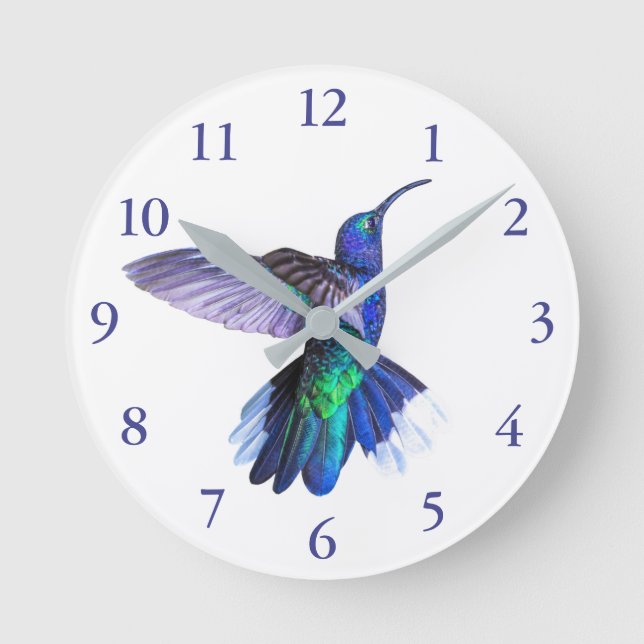 Reloj Redondo Mediano El colibrí púrpura en una hermosa posada (Anverso)