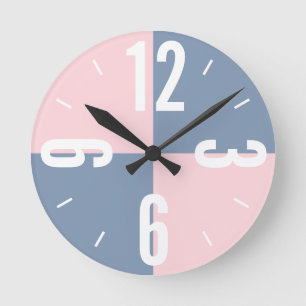 Reloj Redondo Mediano El color rosa moderno y polvoriento azul bloquea g