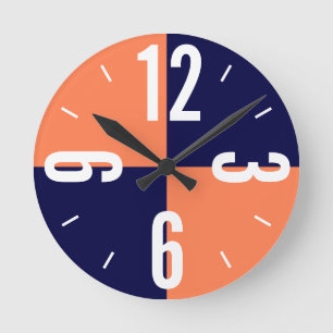 Reloj Redondo Mediano El coral y el color azul modernos bloquean grandes