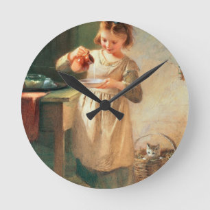 Reloj Redondo Mediano El desayuno del gatito