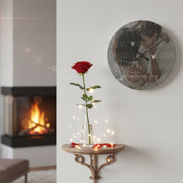 Reloj Redondo Mediano El día de San Valentín personalizado Foto de parej