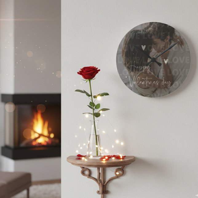 Reloj Redondo Mediano El día de San Valentín personalizado Foto de parej (Subido por el creador)