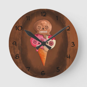 Reloj Redondo Mediano El día del helado muerto de los cráneos del azú