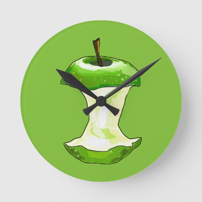 Reloj Redondo Mediano El dibujo animado Apple verde (granny smith) Apple (Anverso)