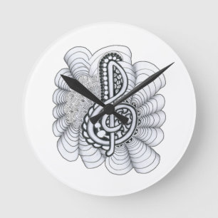 Reloj Redondo Mediano El diseño de Treble Clef para los amantes de la mú