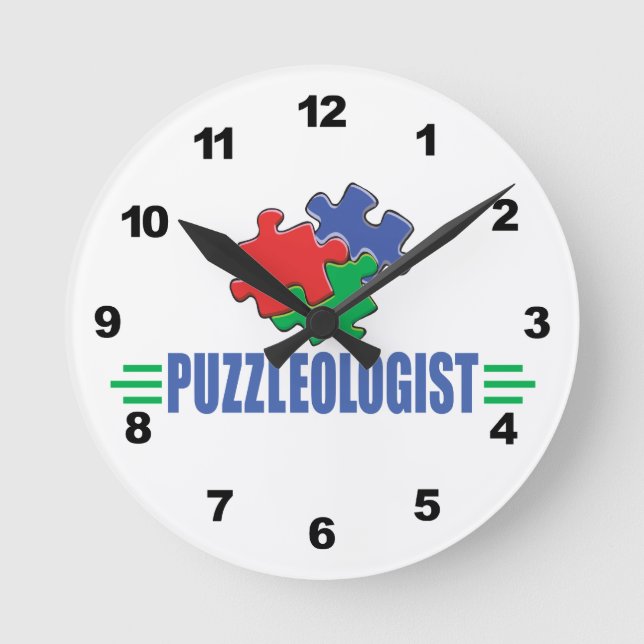 Reloj Redondo Mediano El divertido rompecabezas de Jigsaw (Anverso)