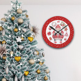 Reloj Redondo Mediano El Escandinavo Santa Claus Red
