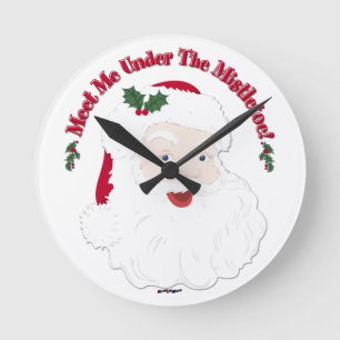 Reloj Redondo Mediano El Estilo Vintage Santa Me Conoce Bajo El Mistleto