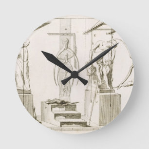 Reloj Redondo Mediano El estudio de un escultor, c.1800 (grabado)