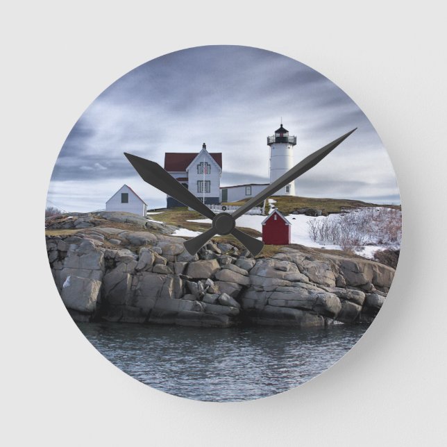 Reloj Redondo Mediano El faro "Nubble" de Cape Neddick York, Maine (Anverso)