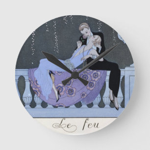 Reloj Redondo Mediano El fuego, ilustracion para los "Fetes Galantes"