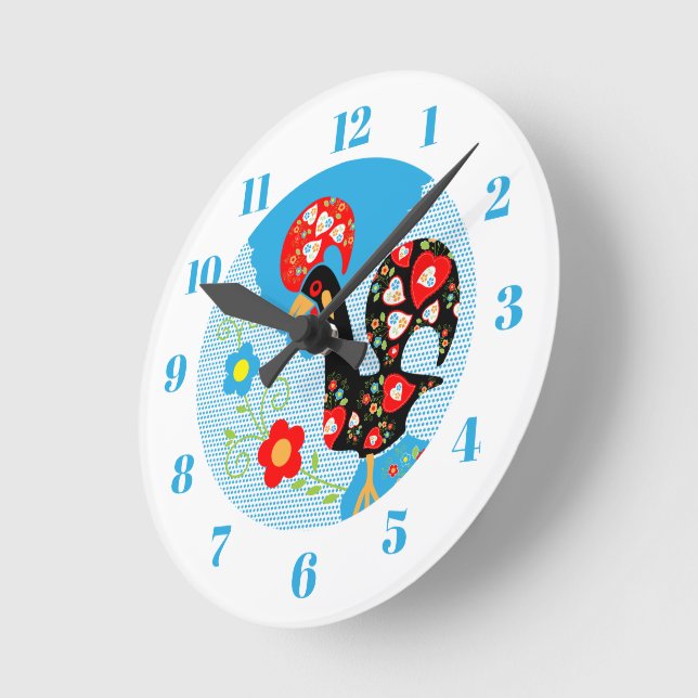 Reloj Redondo Mediano El gallo portugués de Barcelos (Ángulo)