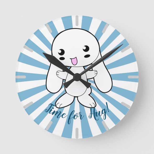 Reloj Redondo Mediano El gran Personalizado de Kawaii Bunny (Anverso)