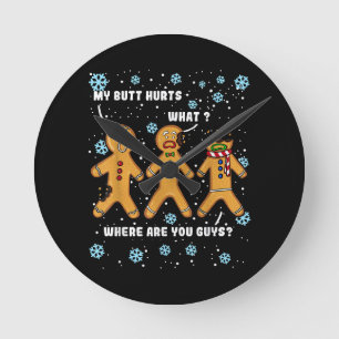 Reloj Redondo Mediano El hombre de pan de jengibre cocinar mi culo duele