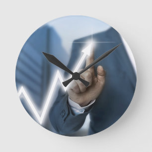 Reloj Redondo Mediano El hombre dibuja el concepto de pantalla táctil de