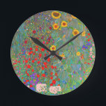 Reloj Redondo Mediano El jardín de la granja Gustav Klimt con girasoles<br><div class="desc">El jardín de granja de Gustav Klimt con girasoles alrededor del reloj.</div>