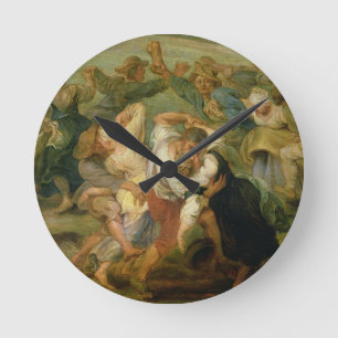 Reloj Redondo Mediano El Kermesse, detalle de los campesinos que bailan,