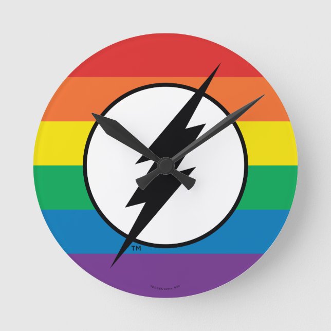 Reloj Redondo Mediano El logo de Flash Rainbow (Anverso)